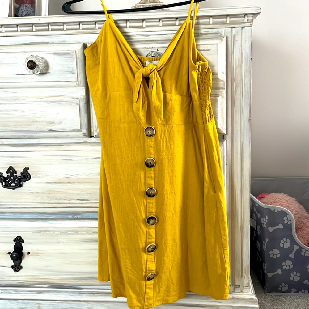JOA yellow boutique mini dress - small